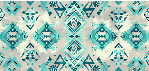 Fototapeta premium Aqua and teal motifs on grey, ideal for tranquil home accents.