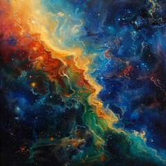 b'Colorful Nebula and Stars'