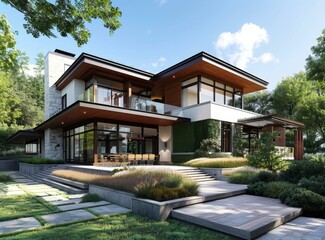 A Stunning Modern House with a Beautiful Garden