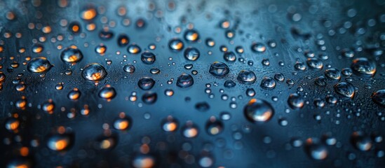 Concept of water drops on car glass background