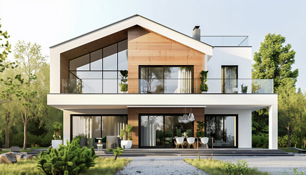 Projet de belle maison d'architecte en mat&eacute;riaux naturel bois