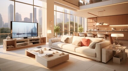 b'Bright and Airy Living Room With Modern Furnishings'