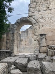 Ancient Roman architecture Emperor Augustus amphitheatre 1 century BC  Arles, France UNESCO World...