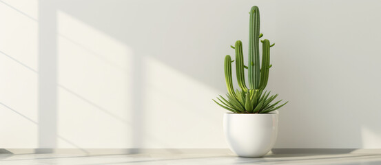Decorative tiny green cactus succulent indoor plant for home, office apartment and living room interior