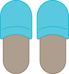 Vector illustration showcases a pair of bathroom sandals or flip-flops, perfect for leisurely strolls on the beach or relaxing by the poolside.