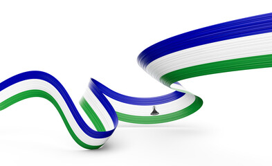 3d Flag Of Lesotho 3d Shiny Waving Lesotho Ribbon Flag On White Background 3d Illustration