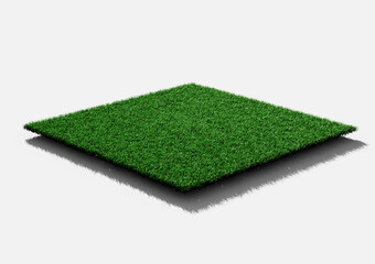 Rectangular Shape Green Grass Field Isolated On White Background 3D Illustration