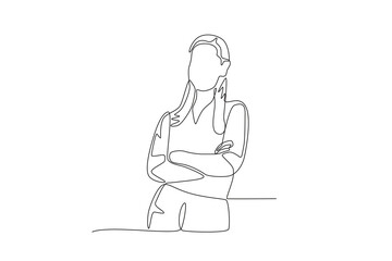 Business woman . Business woman concept one-line drawing