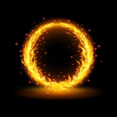 Realistic round fiery frame,fire circle,ring of fire flame