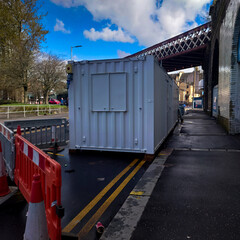 A white steel container box used as an office