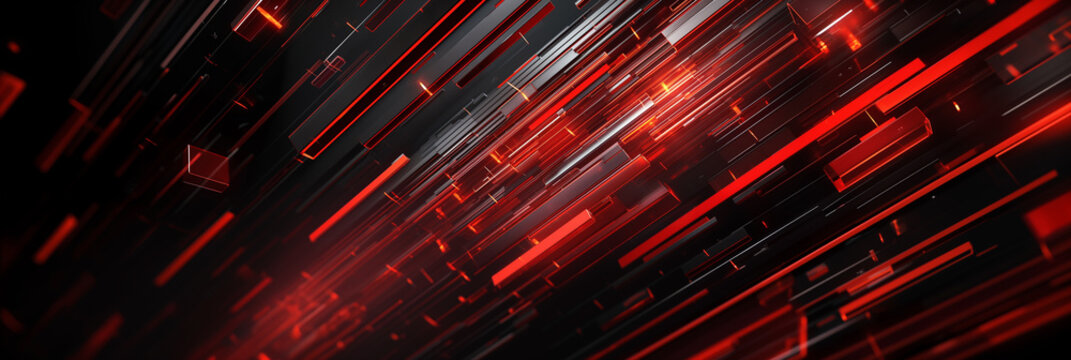 Technological abstract in red and black with overlapping diagonal lines