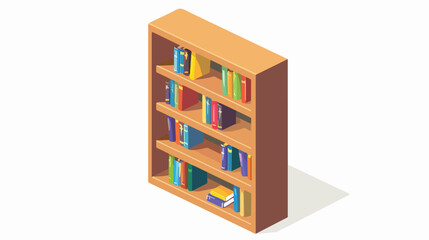 hardwood bookcase with three shelves in isometric 