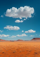 Fototapeta premium b'Arid Desert Landscape with Large White Cloud'