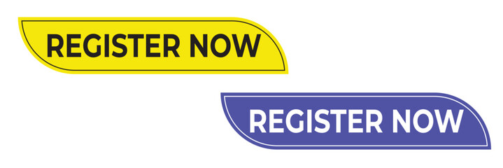 register now black stroke button isolated on white background.  Register Now web templates. Social Media banner.
