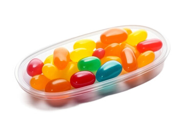 A Rainbow Riot: Gummy Bears Galore. On a White or Clear Surface PNG Transparent Background.