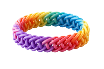 Rainbow Serenity: A Knotted Bracelet of Dreams. On a White or Clear Surface PNG Transparent Background.