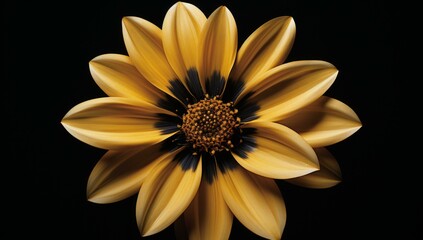 b'Close-up image of a yellow and brown flower with petals' - obrazy, fototapety, plakaty