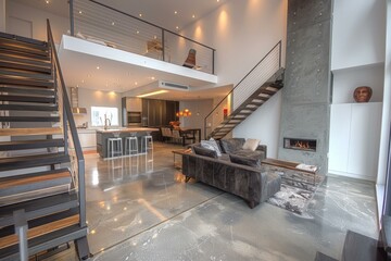 b'Modern industrial style house interior'