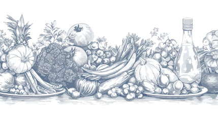 Horizontal banner with organic food. Composition with
