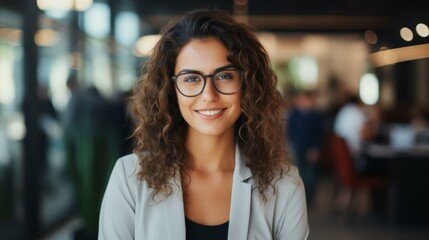 b'Portrait of a young businesswoman smiling in an office environment'