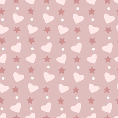 Seamless pattern with hearts on pink background