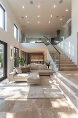 b'Bright and Airy Modern House Interior'