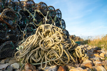 Close up of Lobster Pots or traps in Ireland