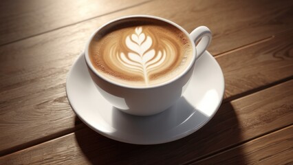cup of coffee on wooden table