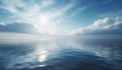 blue sky with clouds horizon sunlight reflected in water clouds waves empty sea landscape natural empty scene 3d illustration