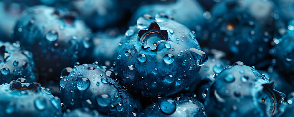 Ripe sweet blueberry. Fresh blueberries background with copy space text.