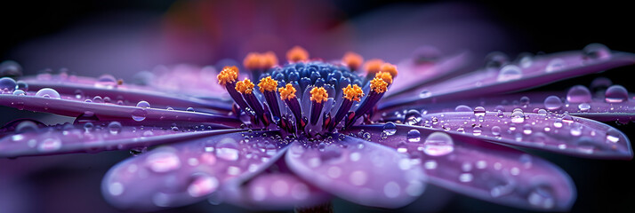 Macro shot photography of purple flower,
Water drops on purple flower close up
