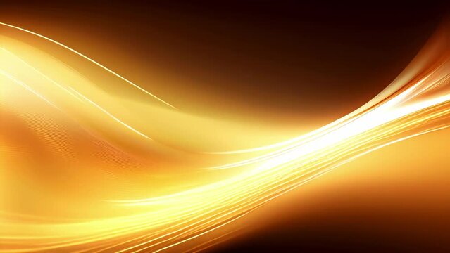 Luxury golden wave lines abstract background with golden shining glowing glitter particles, jewelry , seamless loop. 