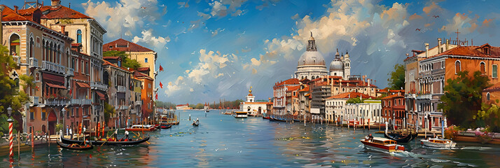 Fototapeta na wymiar panorama of the town, Venice Canal Italy