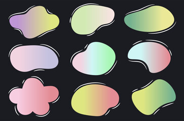 Set of abstract spots backgrounds. Delicate spring gradient backgrounds. Vector collection.