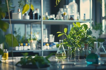 Studying plant life in a biology lab to comprehend the natural ecosystem. Concept Biology Lab, Plant Life, Ecosystem Comprehension, Science Studies, Nature Exploration