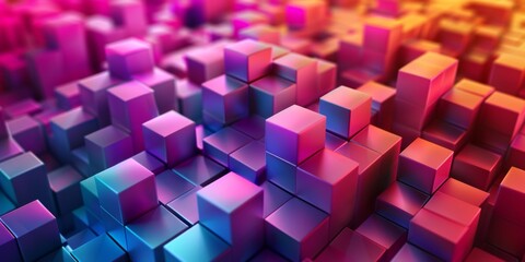 A colorful image of many cubes in various shades of pink and purple