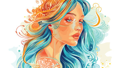 Illustration of Virgo astrological sign as a beautifu