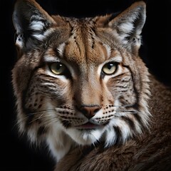 Portrait of a lynx on dark background