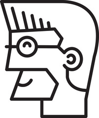 Beard Man Head Avatar Line Art
