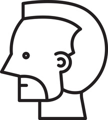 Beard Man Head Avatar Line Art
