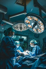 Surgical Precision: Team of Doctors Operating. Generative ai