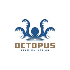 Illustration of the kraken logo, octopus logo coming out of the water