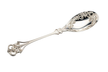 Symphony of Elegance: A Silver Spoons Intricate Dance. On a White or Clear Surface PNG Transparent Background.