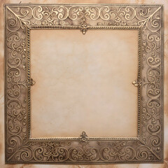 antique gold frame.blank vintage paper adorned with an intricate antique border. The illustration should evoke a sense of nostalgia and sophistication, with delicate patterns and aged textures enhanci