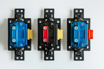 Three Different Types of Switches on a Wall