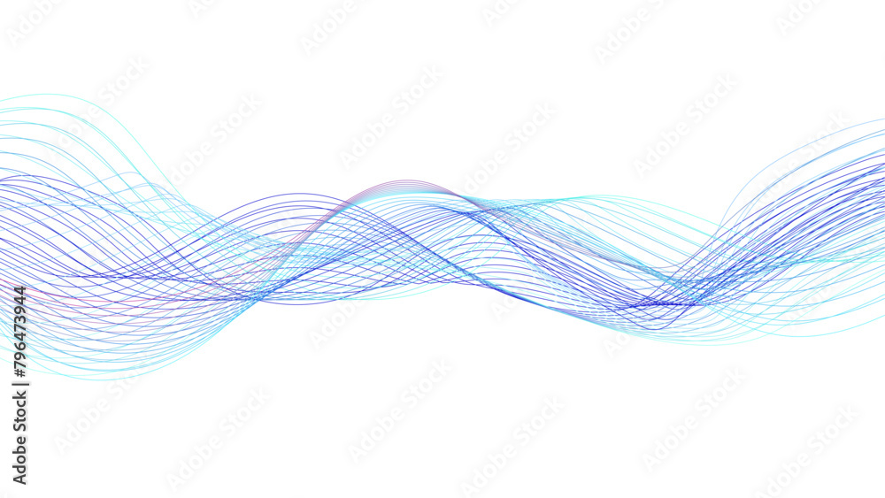 Wall mural purple green blue wavy tech lines abstract white background illustration. abstract technology lines 