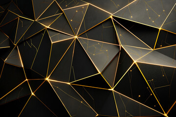 Fototapeta premium Abstract 3d rendering of polygonal black and gold background.