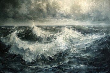 Southern sea painting nature ocean. - obrazy, fototapety, plakaty