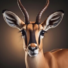 Portrait of a gazelle on dark background