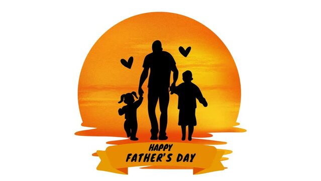 Modern style animation of sunset to celebrate Happy Father's Day on June 18th.Happy father's day, fathers day , world father day